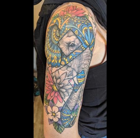Tattoos - Bonnie Seeley Geometric Elephant - 141495